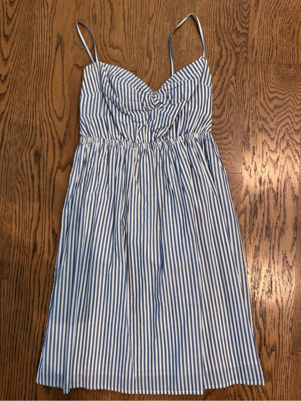 J. Crew Blue and White Striped Midi Sundress